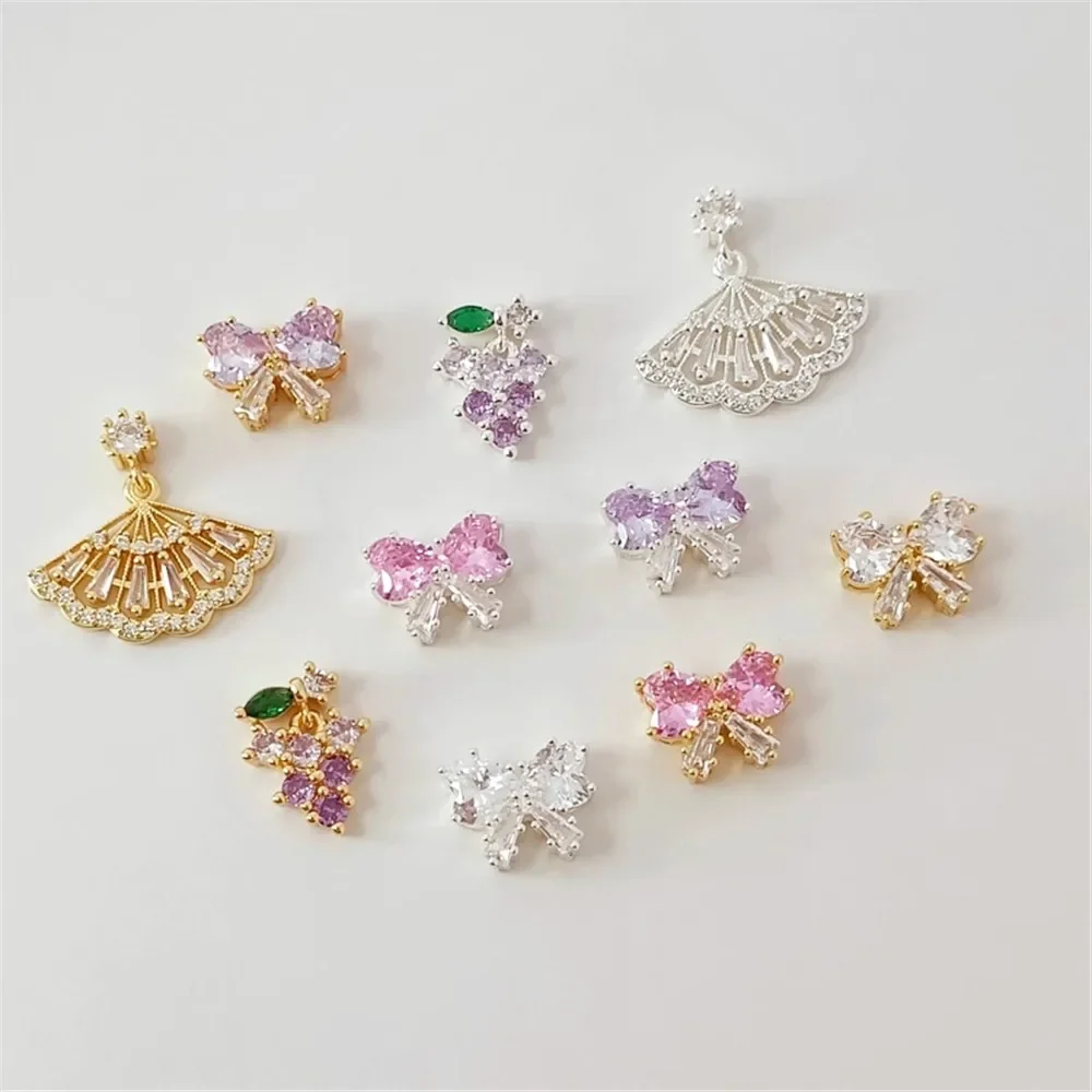 

14K Gold-plated Crystal Zirconium Butterfly Grape Dress Pendant, DIY Handmade Bracelet Pendant Jewelry Accessory