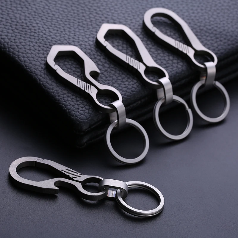 Real Titanium Key Chain Men EDC Lightweight Titanium Keychain Hanging Buckle Key Rings Quickdraw Tool High-Quality Carbiner