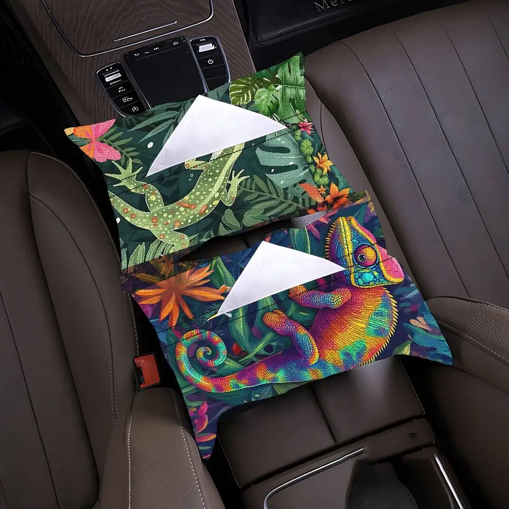 Jungle Lizard Car Tissue Holder Linen Napkin Box Hanging Organizer Auto Interior Accessories For Universal Vehicles