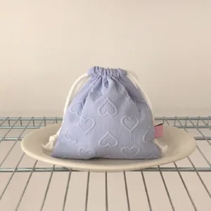 Women's Cute Jacquard Heart Drawstring Portable Travel Student Lipstick Eyeshadow Small Heart Drawstring Mouth Storage Bag Funny