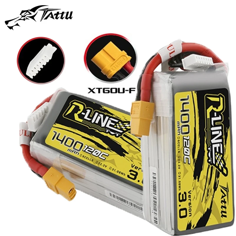 

TATTU R-LINE 3.0 120C 1400mAh 22.2V Lipo Battery For RC Helicopter Quadcopter FPV Racing Drone Parts 4S Rechargeable Battery