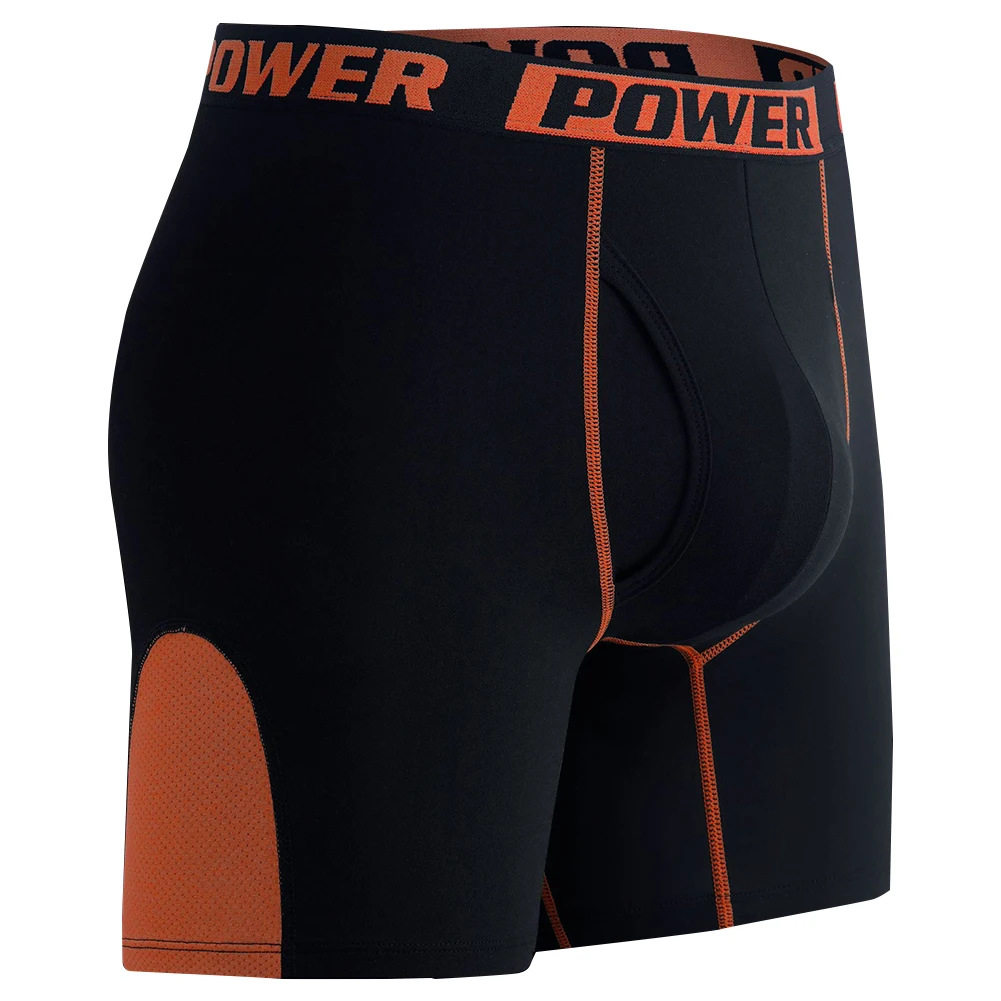Classic Style Breathable Boxers 5 Spandex Content 95 Polyester Material Color Matching Pattern Long Legs Boxer Briefs M Orange