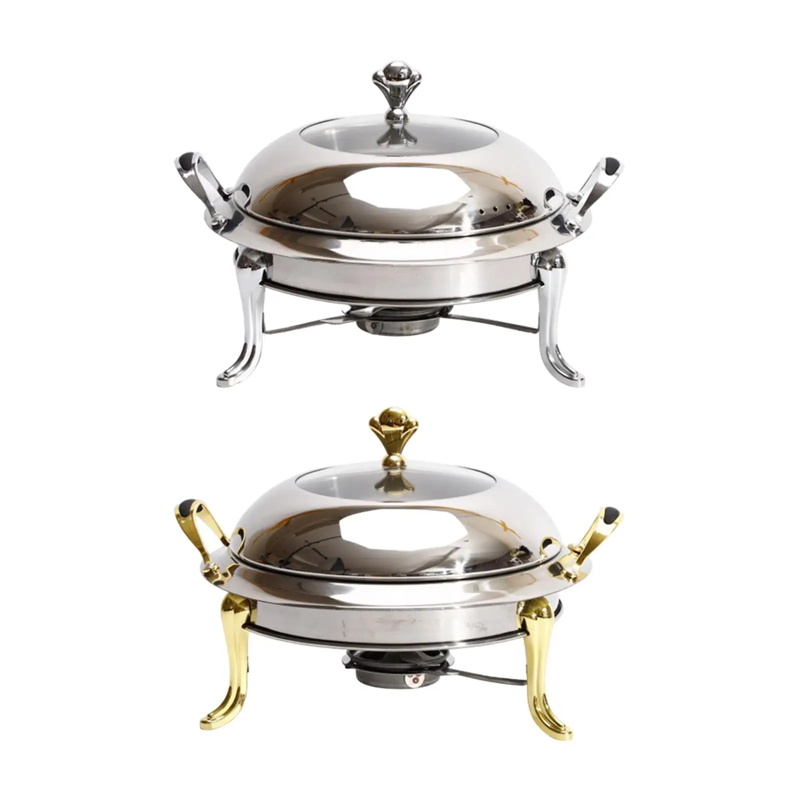 Chafing Dish Round Serving Dishes with Lid with Support Rack Cooking Pot Hot Pot for Kitchen Picnic Household Restaurant Outdoor