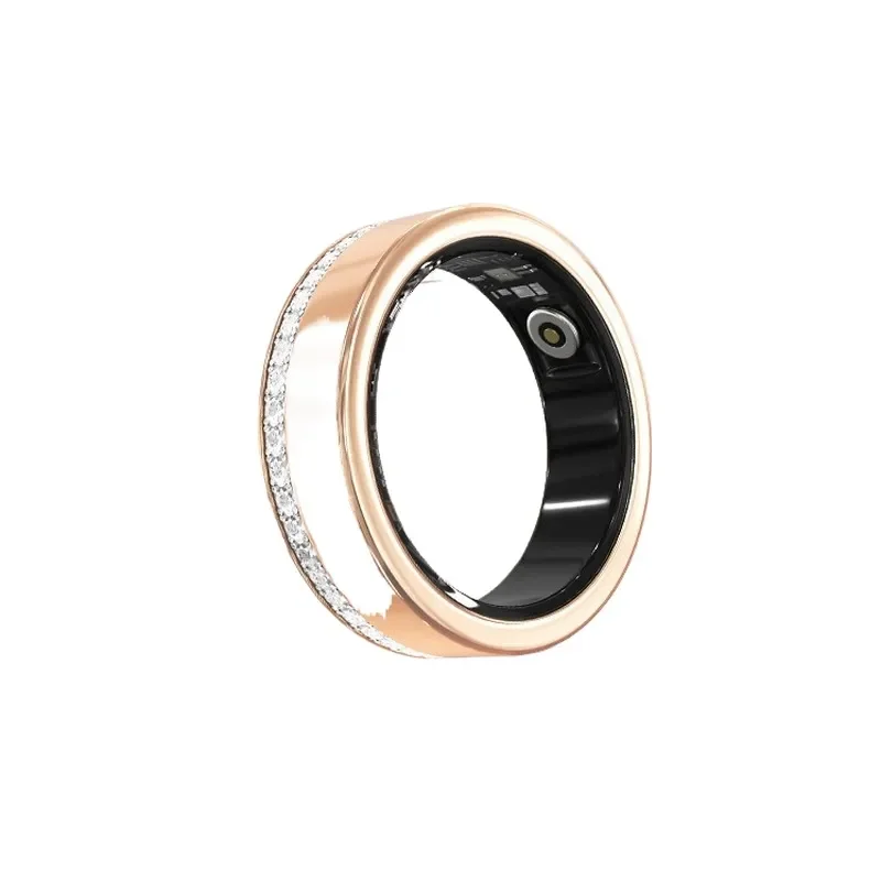 Smart Ring V8 Diamond Stainless Steel Wedding Band for Couples Men Women Heart Rate Blood Oxygen Sleep Monitor Fitness