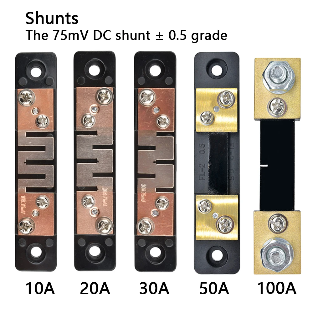 External Shunt 10A 20A 30A 50A 100A 75mV Current Meter Shunt Resister for Digital Voltmeter Ammeter Wattmeter Meter