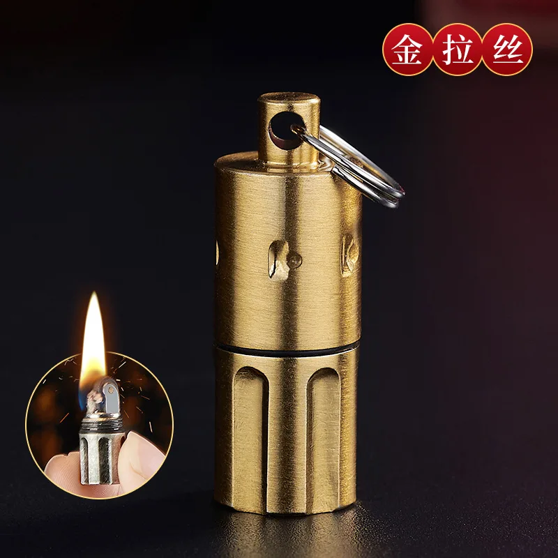 

Mini Portable Keychain Grinding Wheel Lighter Outdoor Survive Camping Metal Oil Lighter Men's Smoking Accessories Gadgets