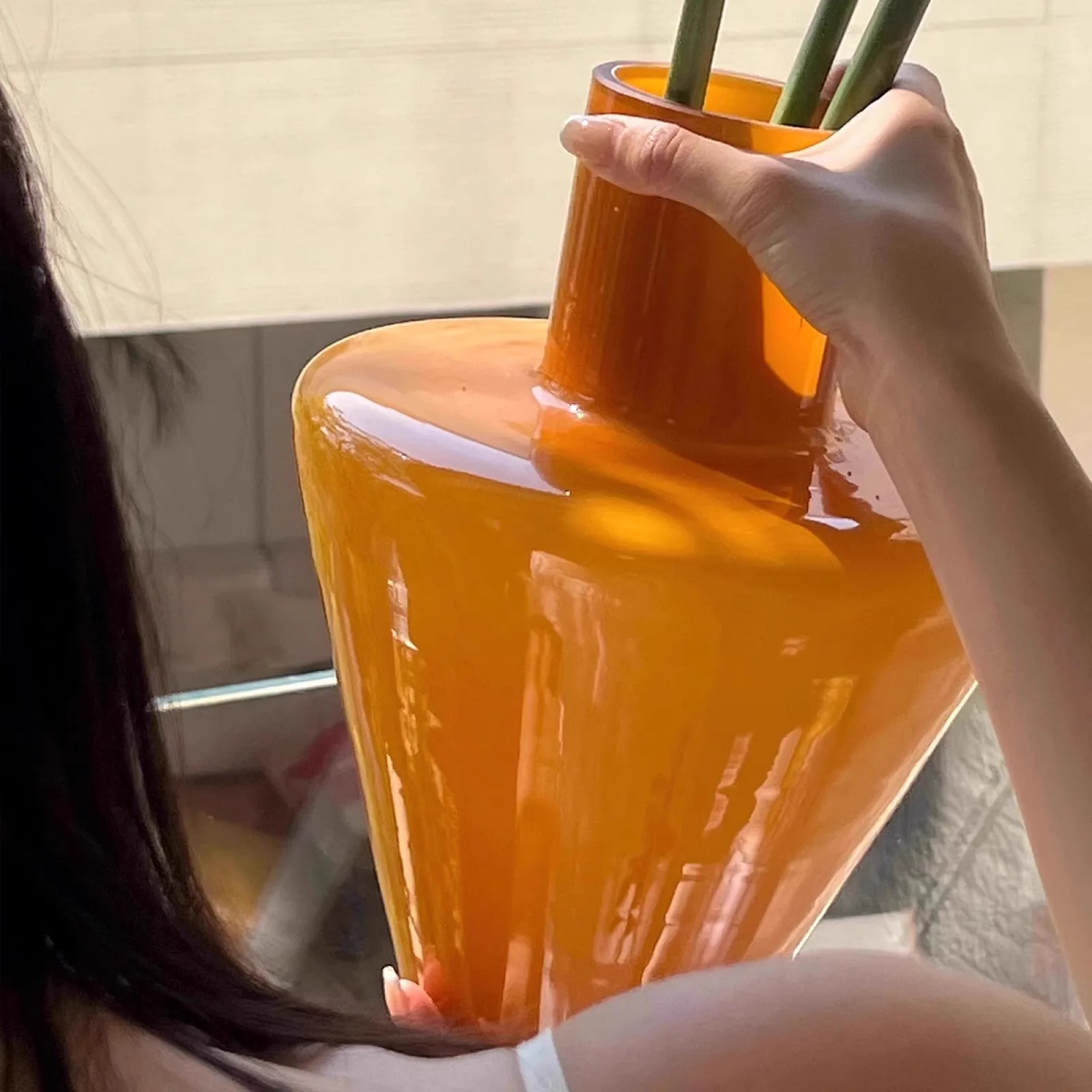 Vase Light Luxury High-grade Canna Middle Living Room Table Top Flower Arrangement Glass Vase Ornaments High Appearance Level