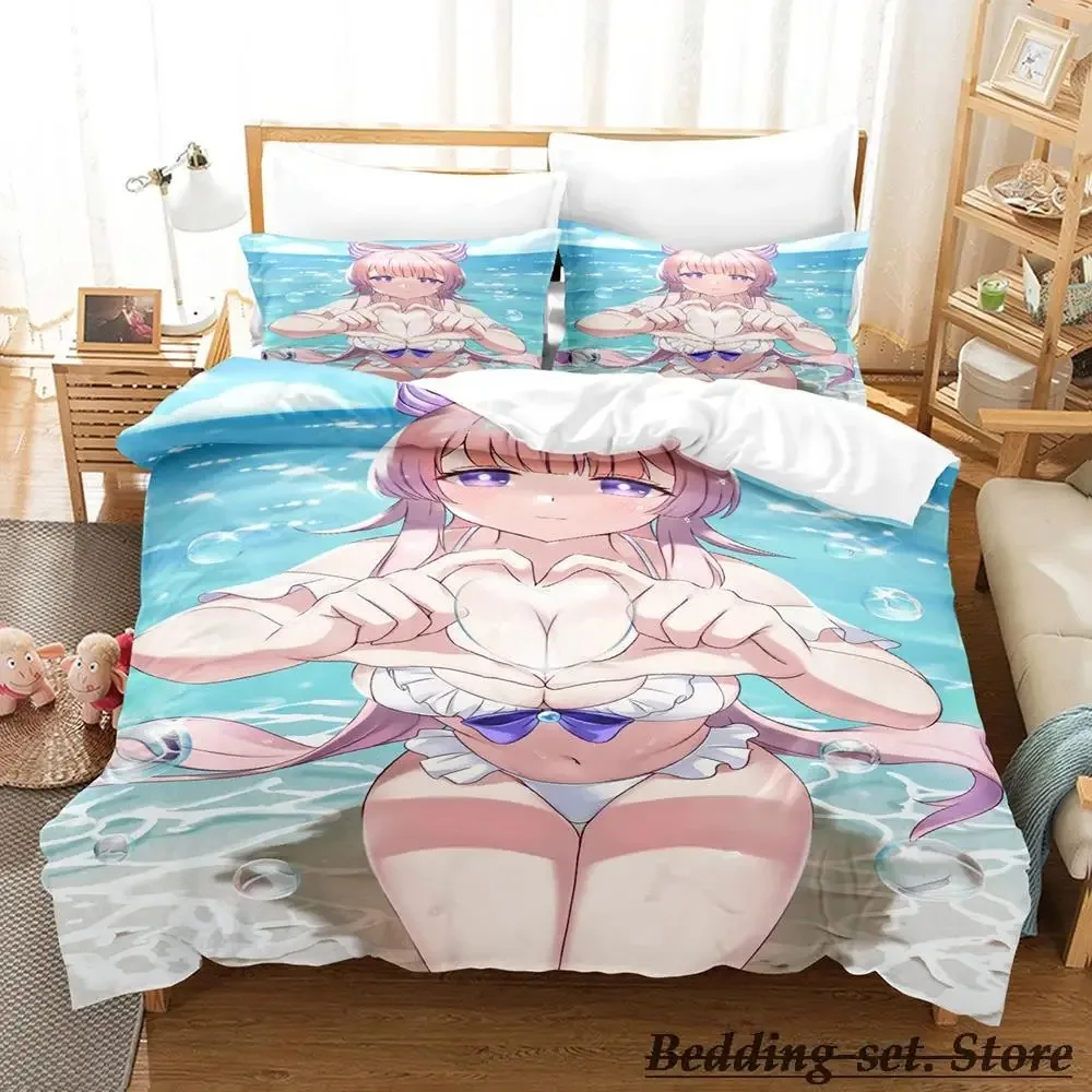 Genshin Impact Sangonomiya Kokomi Bedding Set Cartoon Anime three-piece set Adult Kid Bedroom Duvetcover Sets 3D Kawaii Girls