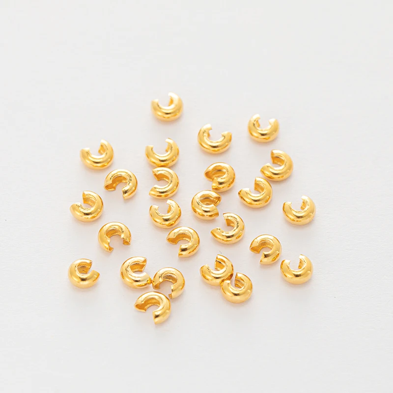 50 Stücke 3/4/5mm Gold Edelstahl Offene Halb Crimp Abdeckungen Squeeze Cap Stopper Quetschperlen DIY Schmuck Machen Liefert Material – Detail 3