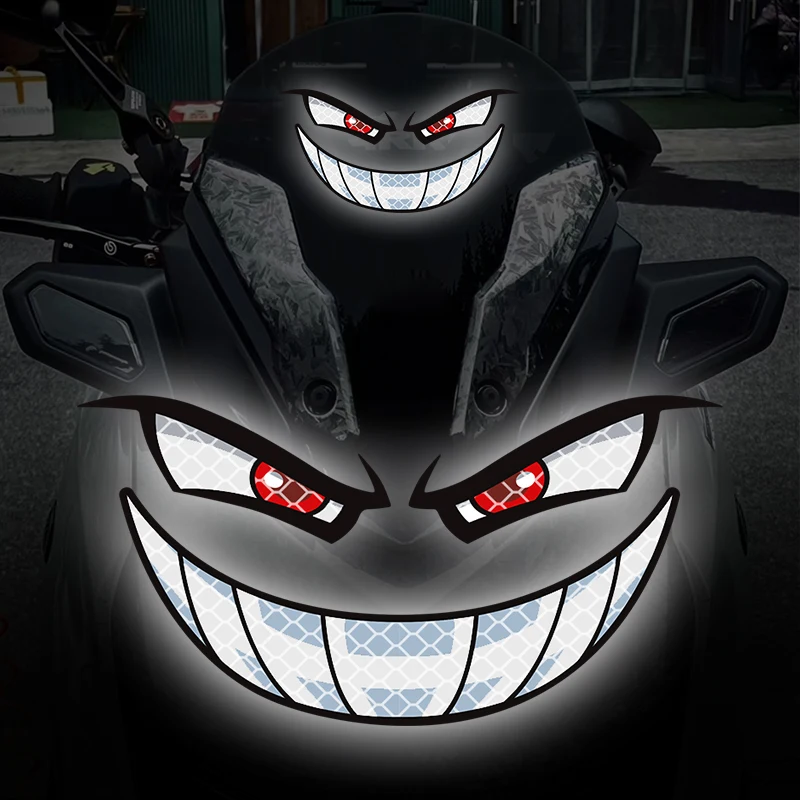

1PC Reflective Demon Eyes Motorcycle Stickers Night Warrning Waterproof for Motorbike Fuel Tank Helemt Fairing Vinyl Decals