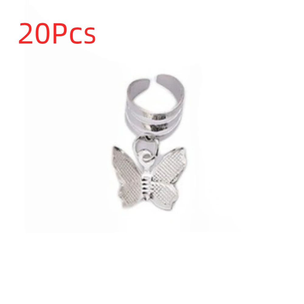 20Pcs Butterfly Hollow Out Hair Ring Dread Locks Hair Braiding Dreadlocks Beads Dirty Braids Gold and Silver Hair Braid Tubes