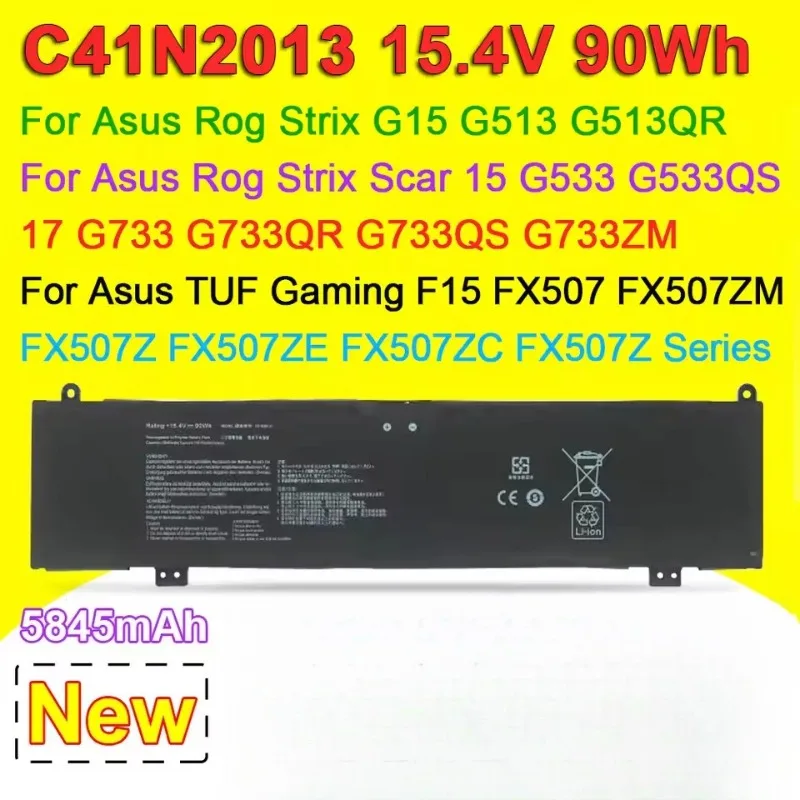 C41N2013 15.4V 90Wh 5845mAh Laptop Battery for ASUS ROG/Strix Scar G533 Zephyrus GA503 GU603 Strix G G513TUF FX507 C41N2013-1