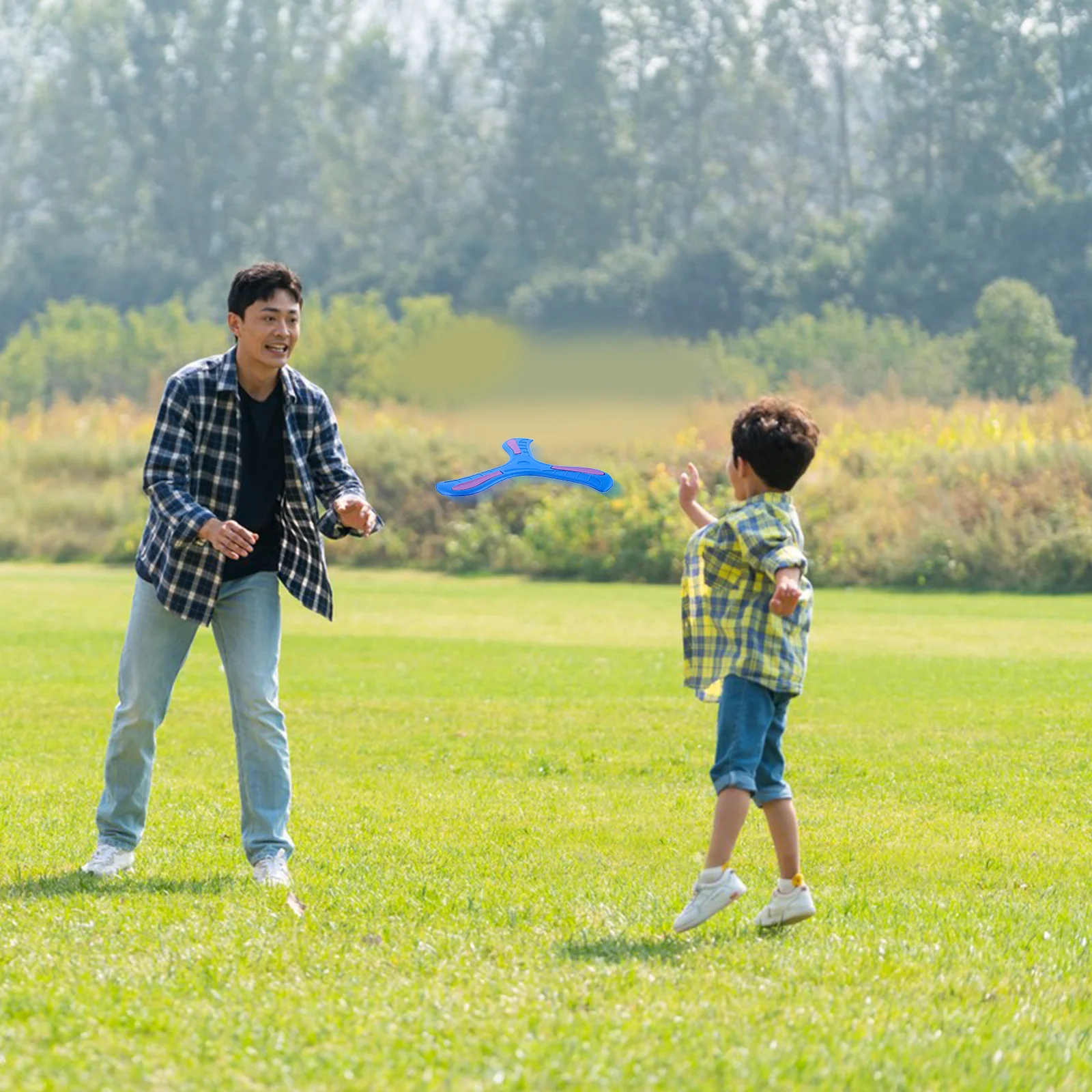 Boomerang de três folhas, material eva macio, fácil lançamento, disco voador para crianças, esportes ao ar livre, recreação, brinquedo voador engraçado