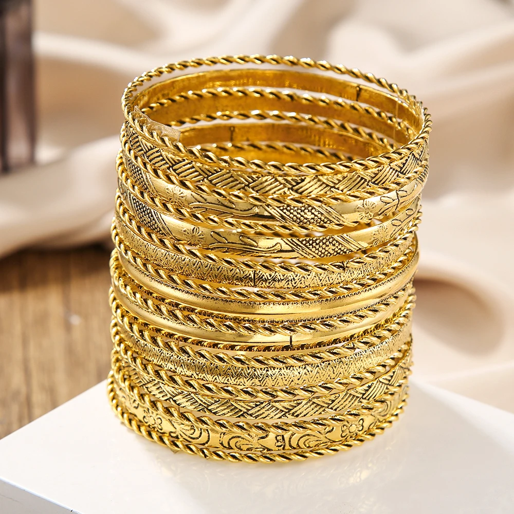 Light Luxury 19Pcs/set Wrist Bangle Bracelet For Women Lady Bohemian Multi-layer Geometric Big Circle Exquisite Pulseras Mujer