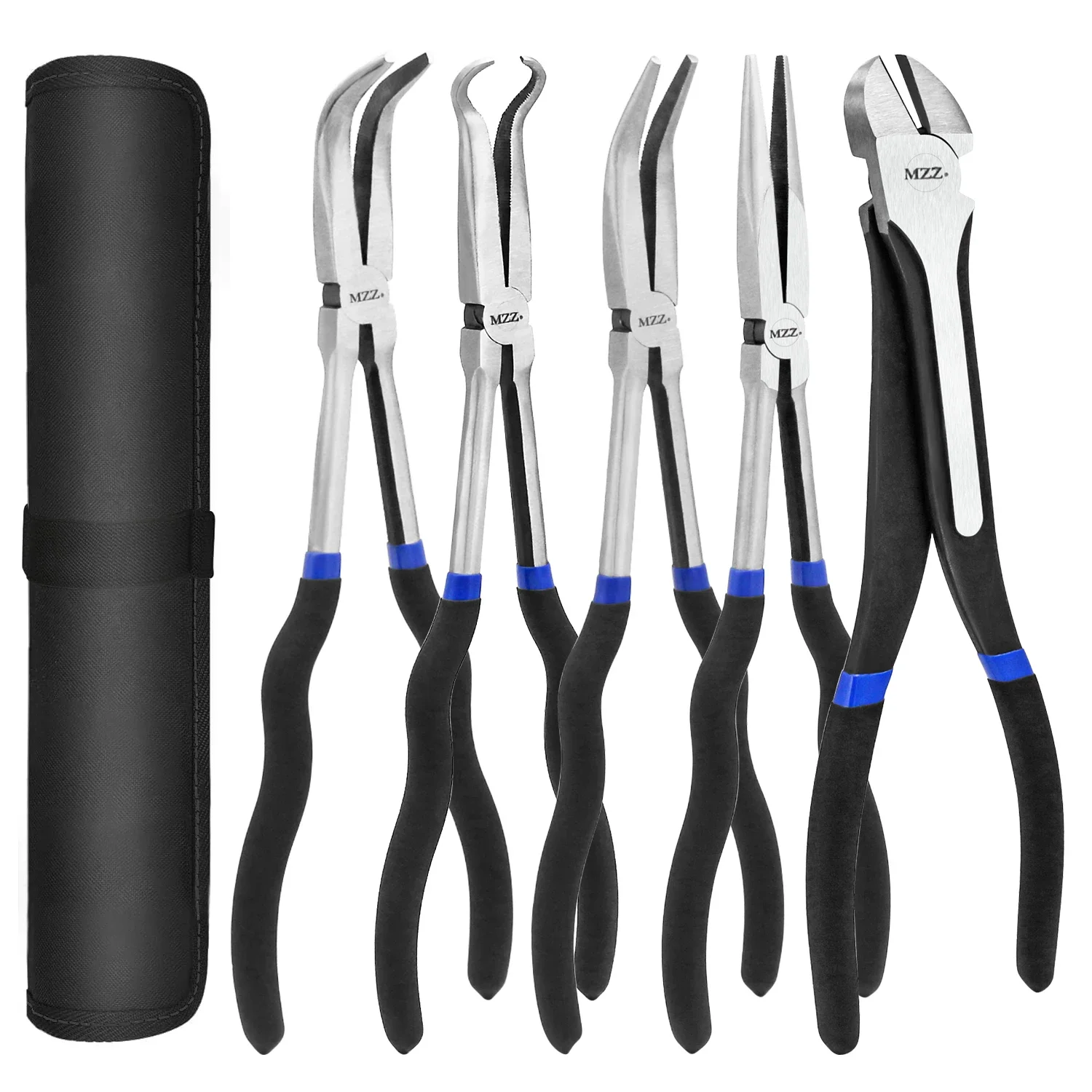 5 PCS Extra Long Needle Nose Pliers Set, Premium CRV Steel, 11