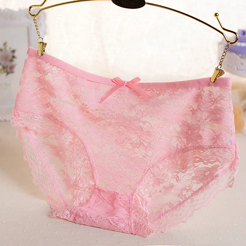 New Girls Underwear 10PC/Lot Lace Low Waist Briefs Young Girl Panties Solid Teenagers Jacquard Mesh Transparent Students Lovely