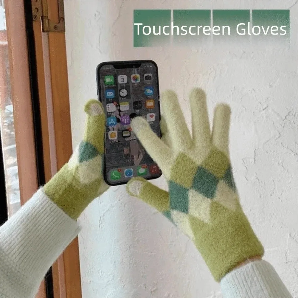 Mode Warm Halten Gestrickte Handschuh Winddicht Touchscreen Frauen Handschuh Kälte Beweis Volle Fäustlinge Weibliche