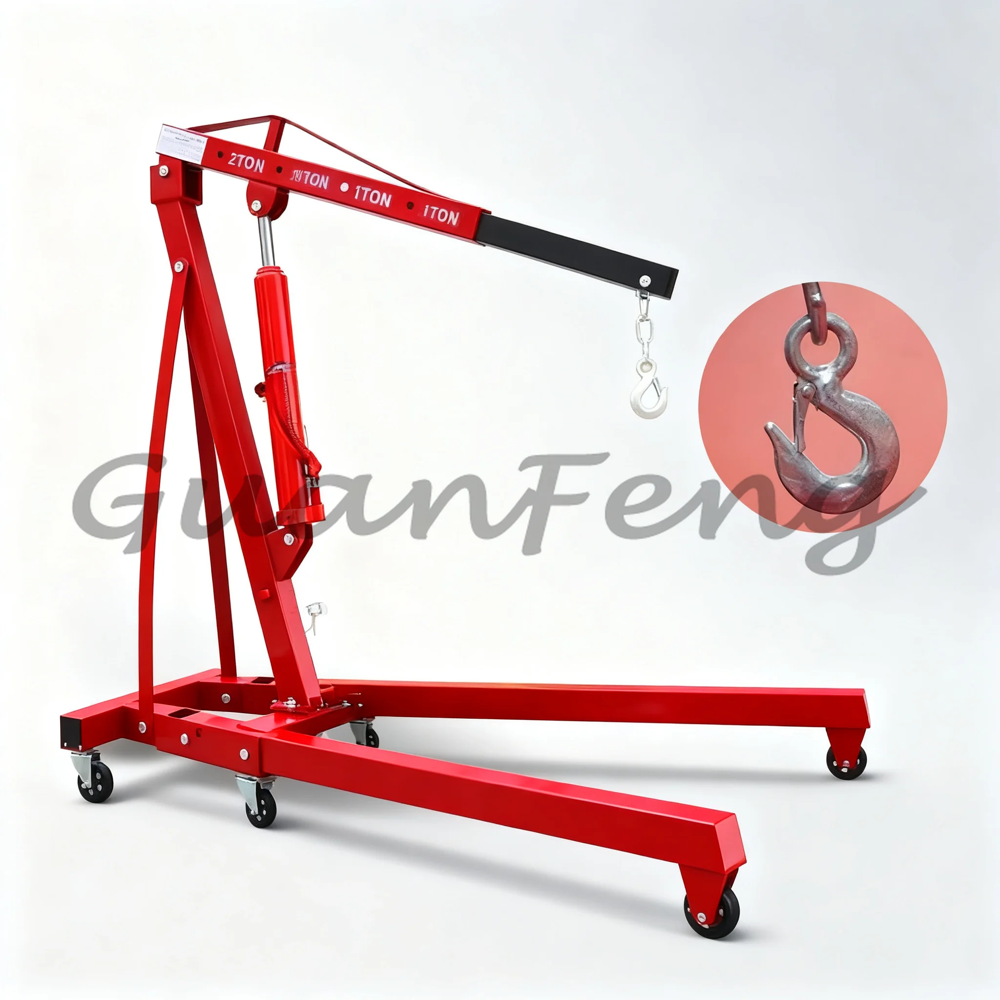 2 Ton Folding Hydraulic Engine Crane, Mobile Engine Hoist Auto Repair Engine Hanger for Car Maintenance