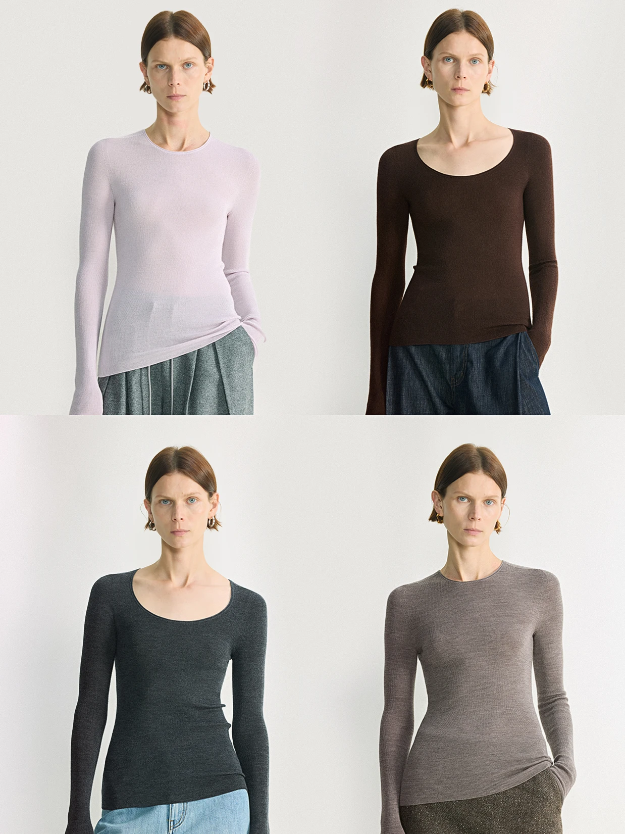 

Вязаная базовая футболка из тонкой шерсти Waable Fine Wool Naked Sensation с 6-игольной вязкой, комфортная посадка, повседневный стиль, круглый вырез...