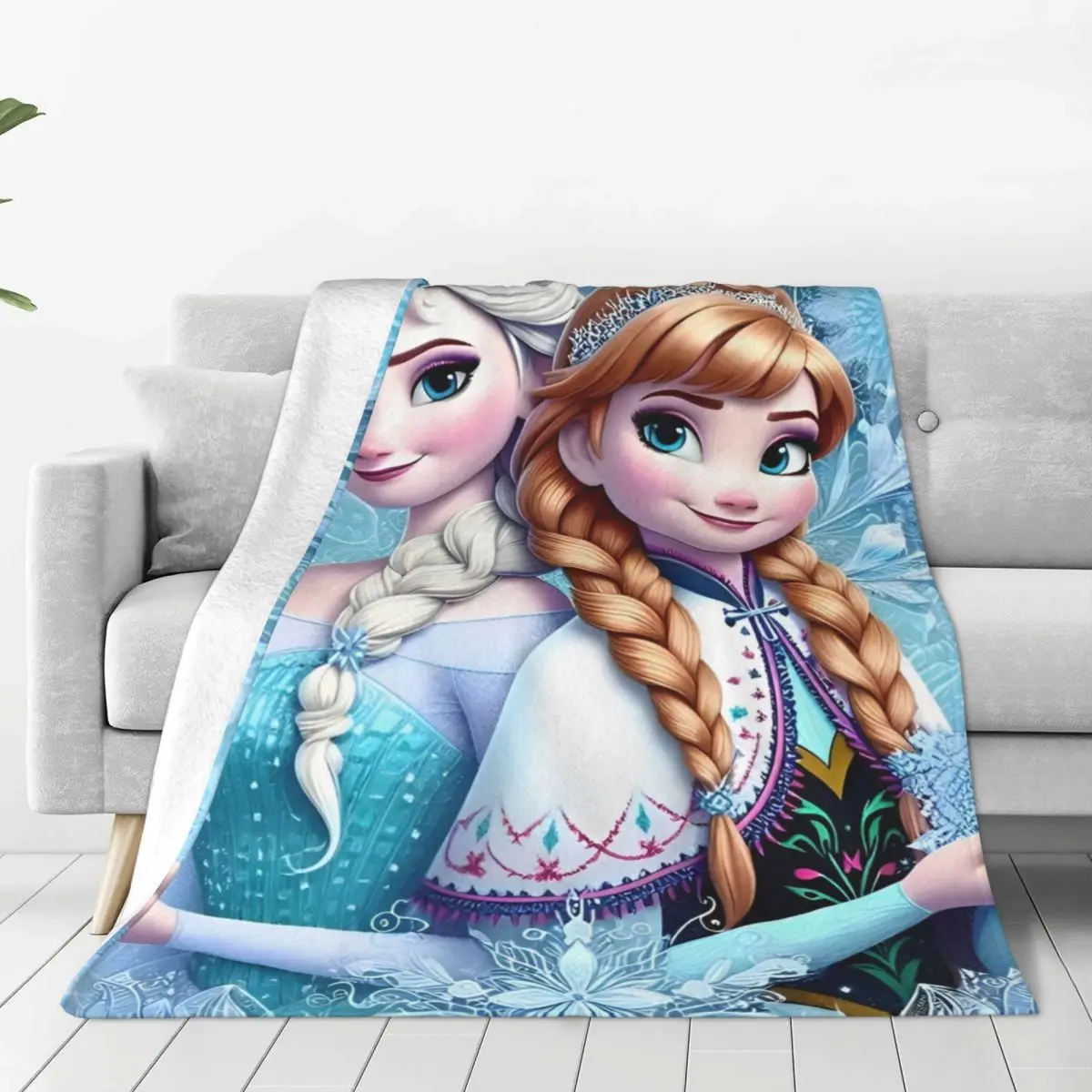 Frozen Elsa Cartoon Flannel Blanket Soft Warm Throw Blanket for Couch Chair Travel Funny Bedspread Sofa Bed Cover