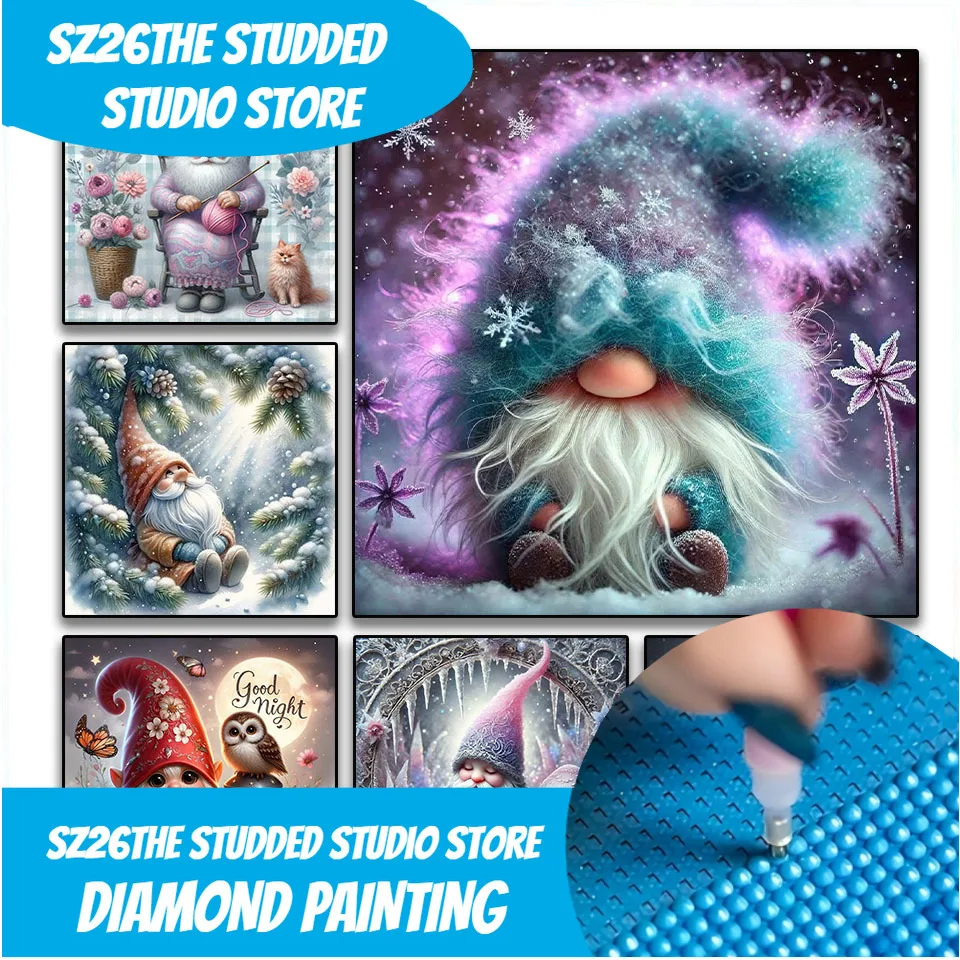 

Sz26Сшитая Рождественская вышивка своими руками, алмазная живопись, карлик, 5D, круглые стразы, ручная работа, вышивка крестиком, мозаика, домашний декор