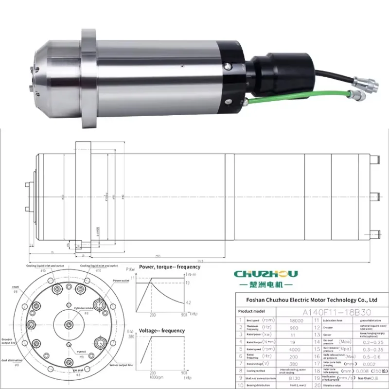 11KW Water Cooled BT30 CNC ATC Spindle High End Automatic Tool Changer Electric Spindle Motor