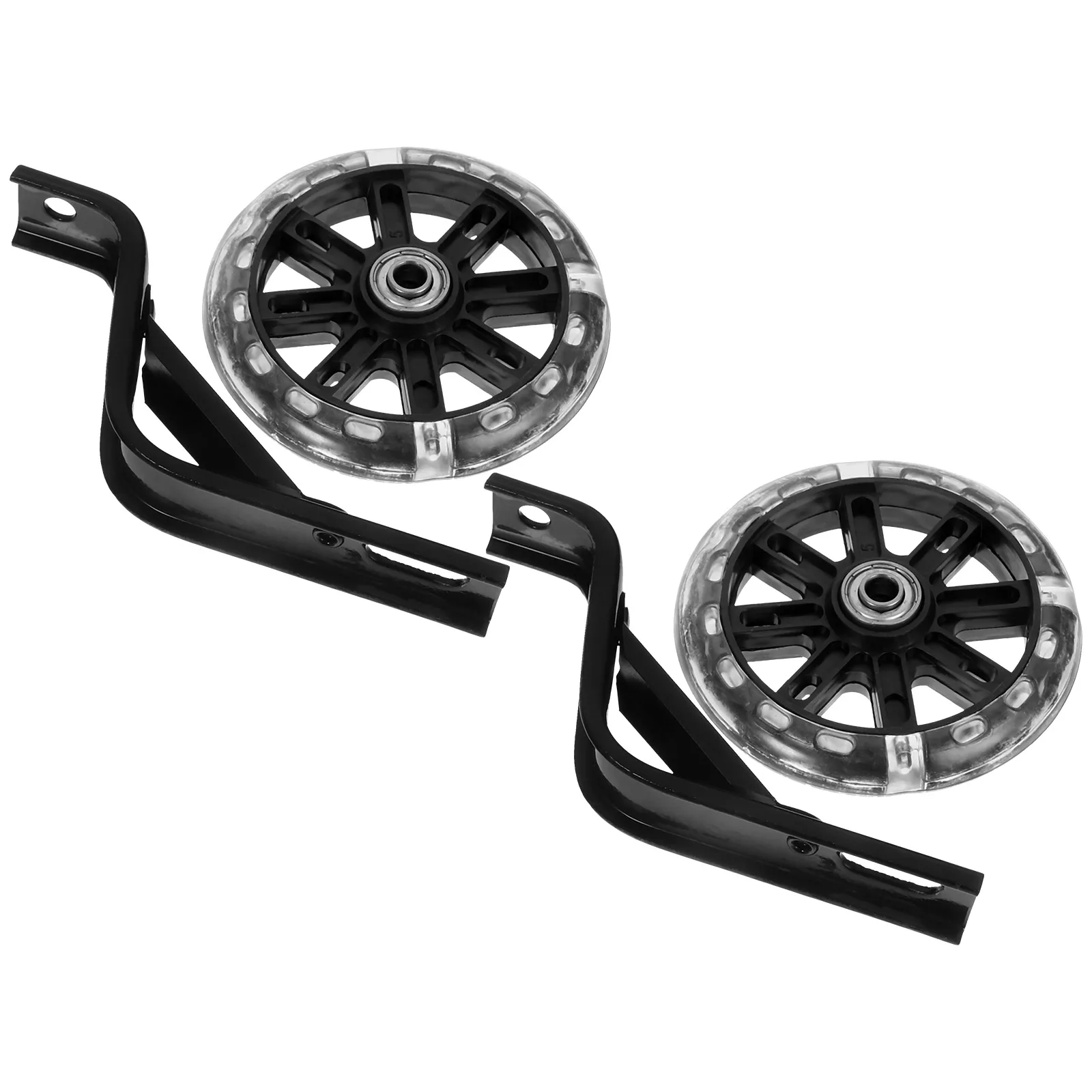 

1 Set Flashing Light Mute Kids Bike Auxiliary Wheels Adjustable Sturdy Training Wheel For Children'S Balance Stability Black