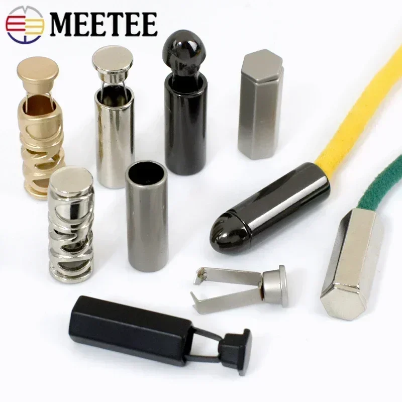 50/100 Pz Meetee 6mm Cavo di Metallo Blocco Tappo Corda End Bottone Tappo Appeso Campana Fibbia Borsa FAI DA TE Indumento Cordino Accessori Per Cucire