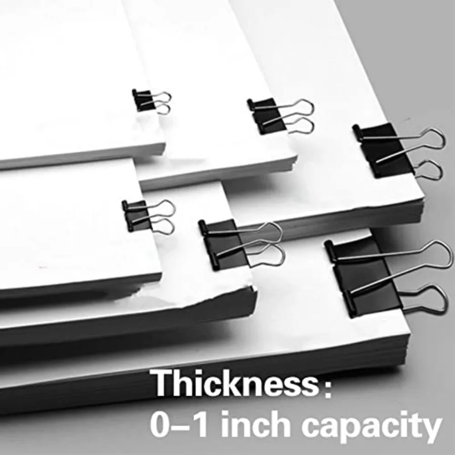 مشابك ورق مشابك ورق 300 عبوة بأحجام متنوعة أسود جامبو كبير متوسط صغير وصغير ومايكرو 6 مقاسات للمكتب والمدرسة وH