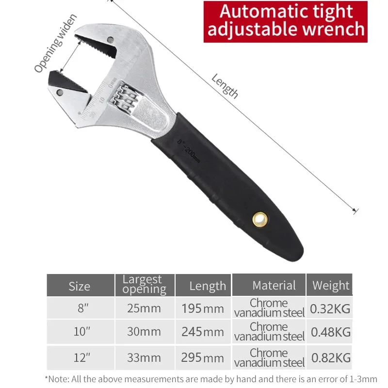 Adjustable Ratchet Wrench with Non-Slip Handle, Plumbing Bathroom Pipe Repairing Tool Ratchet Monkey Wrench