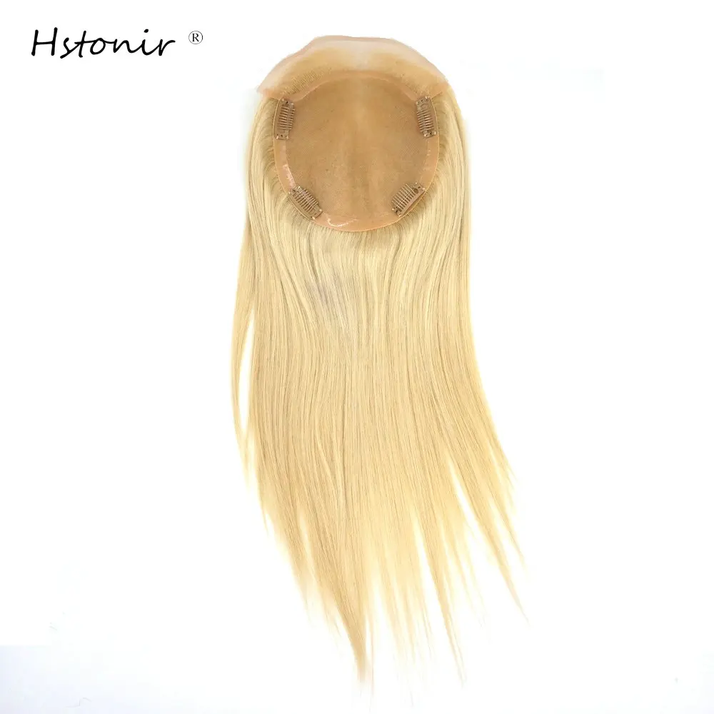 

Hstonir Lace Front Silk Top Topper Blonde 613 Wig European Remy Hair Kosher Front Toupee For Women TP31