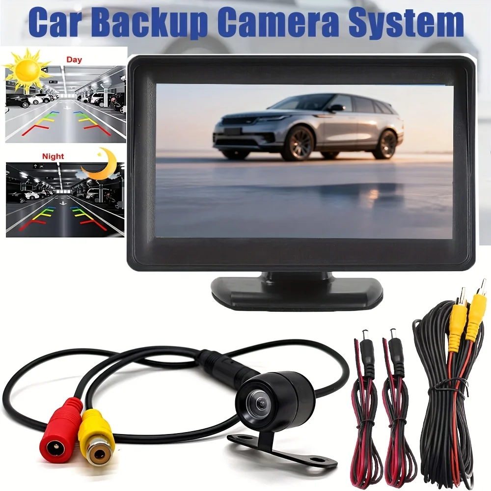 Car Rearview Backup Camera 4.3inch Monitor Kit Car Display Backup Camera System, for Pickup Trucks, Campers