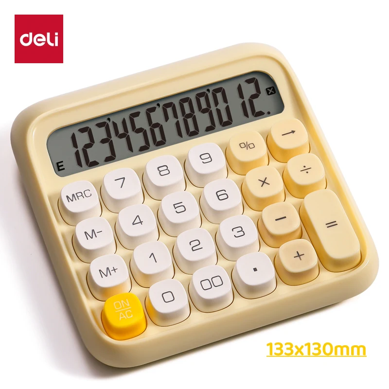 Deli Kawaii Desktop Calculator,12 Digit Large LCD Display Battery Powered  Big Buttons Calculators, Accounting Office School Use