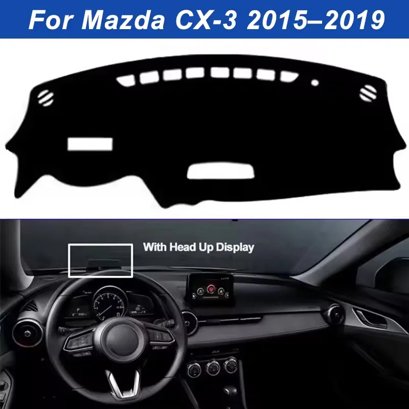 Dashboard Cover Dash Mat For Mazda CX-3 2015-2019 Anti-Glare Non-Slip Sun Shade Interior Protector