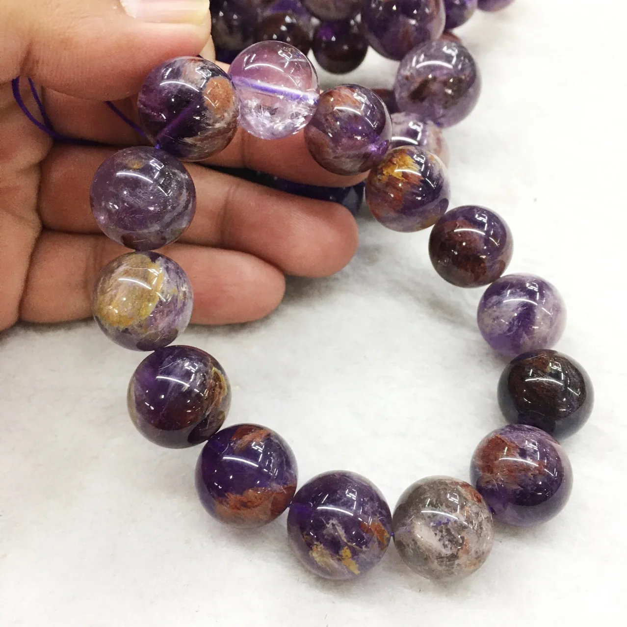 Gemstone Jewelry For Mem Women Wholesale Cacoxenite Auralite 23 Ghost Purple Lodolite Quartz Bracelet