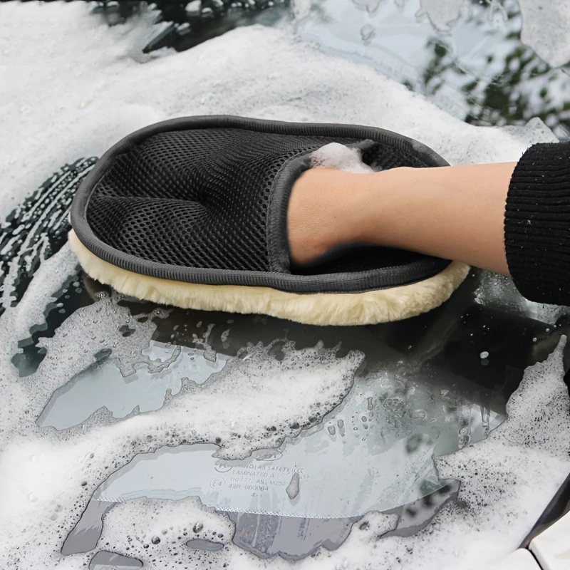 Soft Microfiber Car Cleaning Gloves with Plush Lining  for Dusting, Wiping, and Polishing, Essential Car Accessories