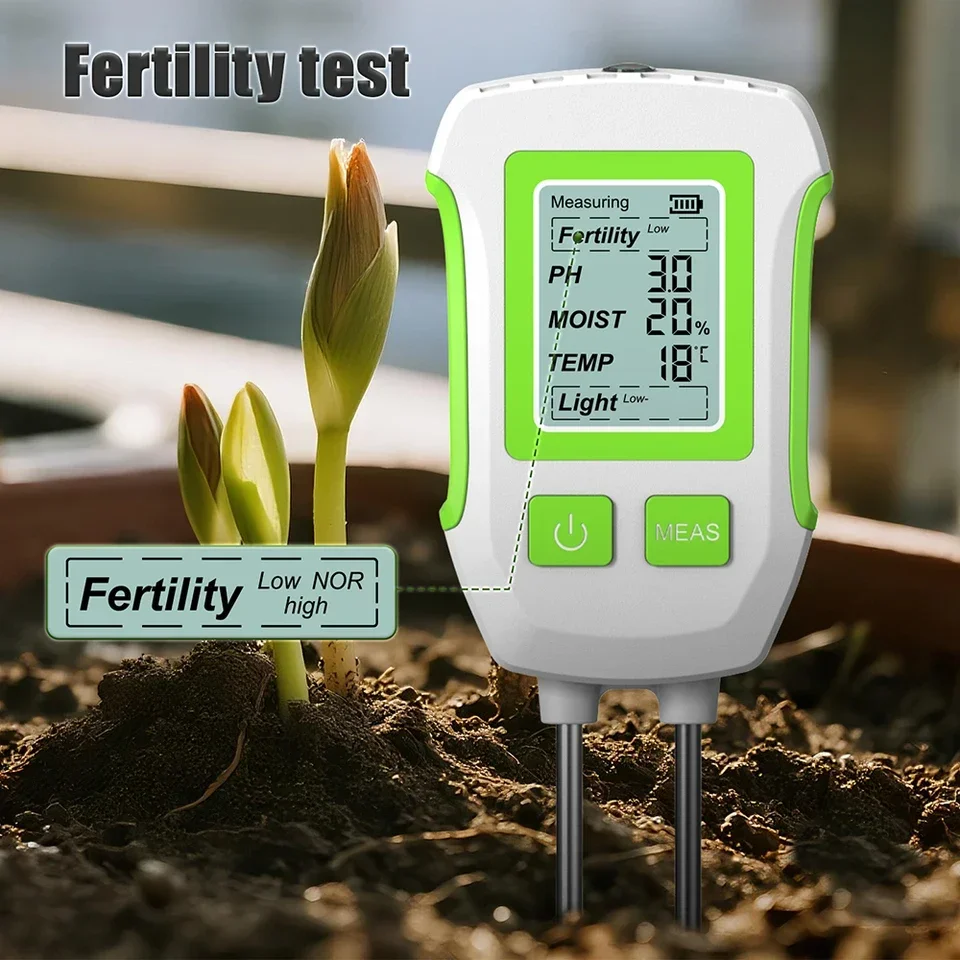 

2026 HEDAO SPH070 3/5 1 LCD Soil Tester Moisture Meter Double Needle PH Humidity Temperature Fertility Garden Plants Monitor