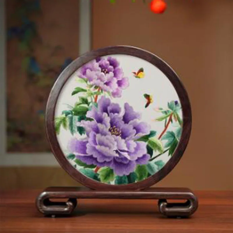 Chinese Suzhou Embroidery Double Sided Silk Craft | Handmade Decorative Desk Ornament | Unique Cultural Souvenir