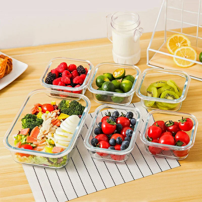 

Heat-resistant Glass Lunch Box Portable Bento Microwavable Fresh Keeping Box with Lid Refrigerator Sealed Food Storage Container