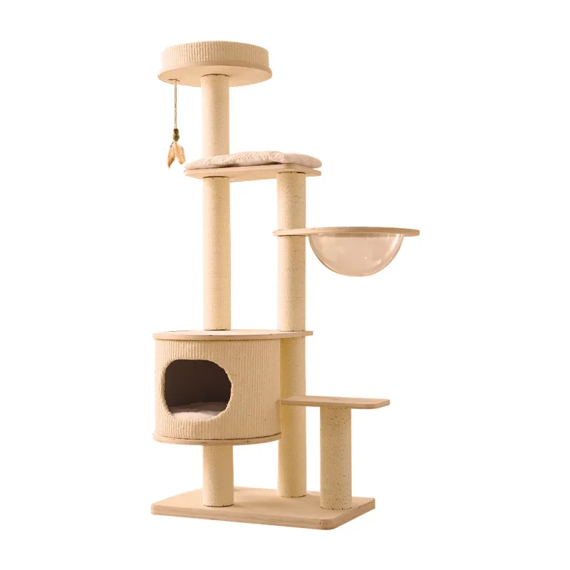 

Solid wood space capsule cat climbing frame, cat springboard climbing column integrated, cat pet toy