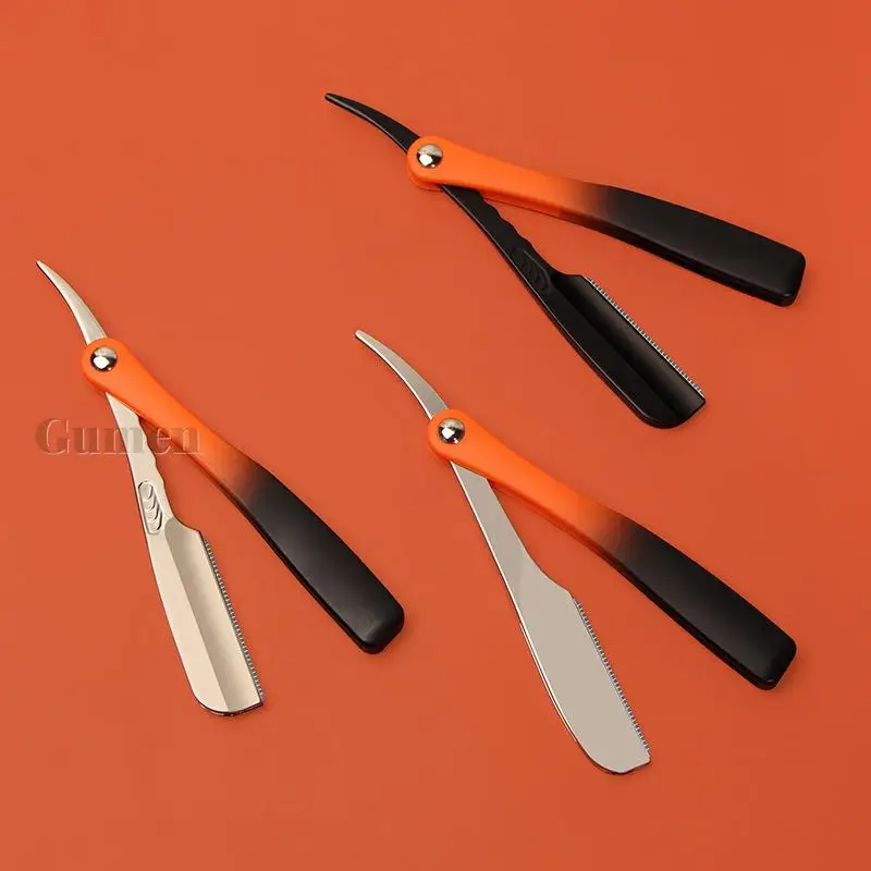 New Manual Folding Shaving Razor Blade Replacement Men ABS Gradient Handle Straight Edge Barber Razor Holder