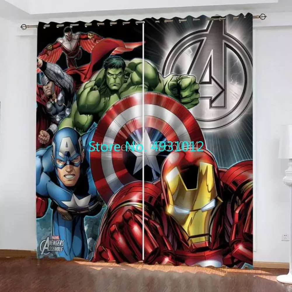 

Anime Avengers Spiderman Hulk Kawaii 2 Panels/Set Window Blackout Curtains 160x184cm Shading Home Living Room Baby Kids Gift