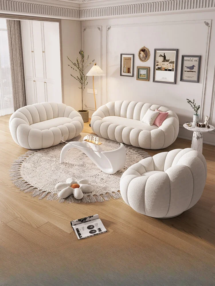 Nordic Luxury Pumpkin Fabric Sofa