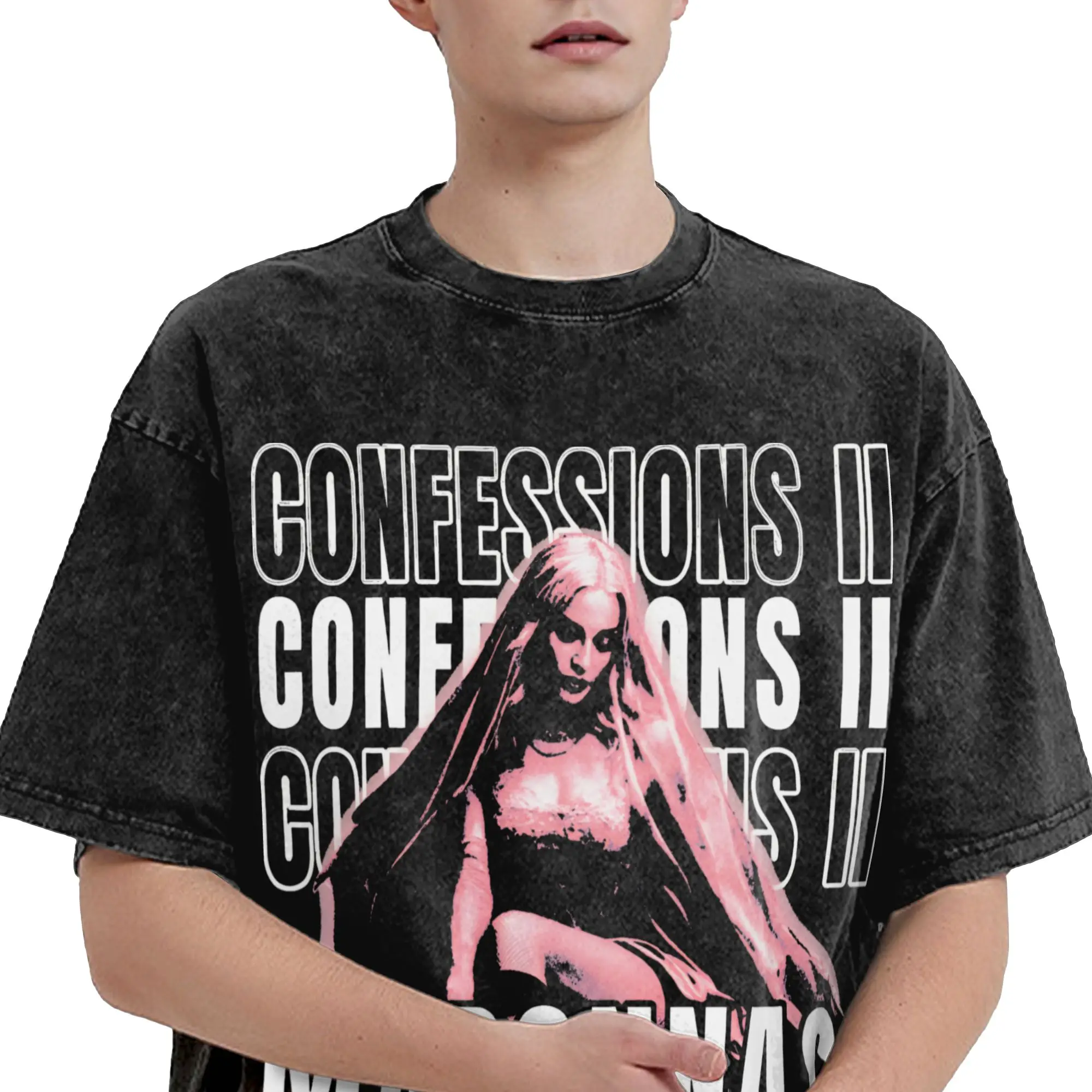 Madonnas CONFESSIONS II Tour 2026  Outfit Washed T Shirt Men Women Streetwear Hip Hop T-Shirts Summer  Tee Shirt Short Sleeve
