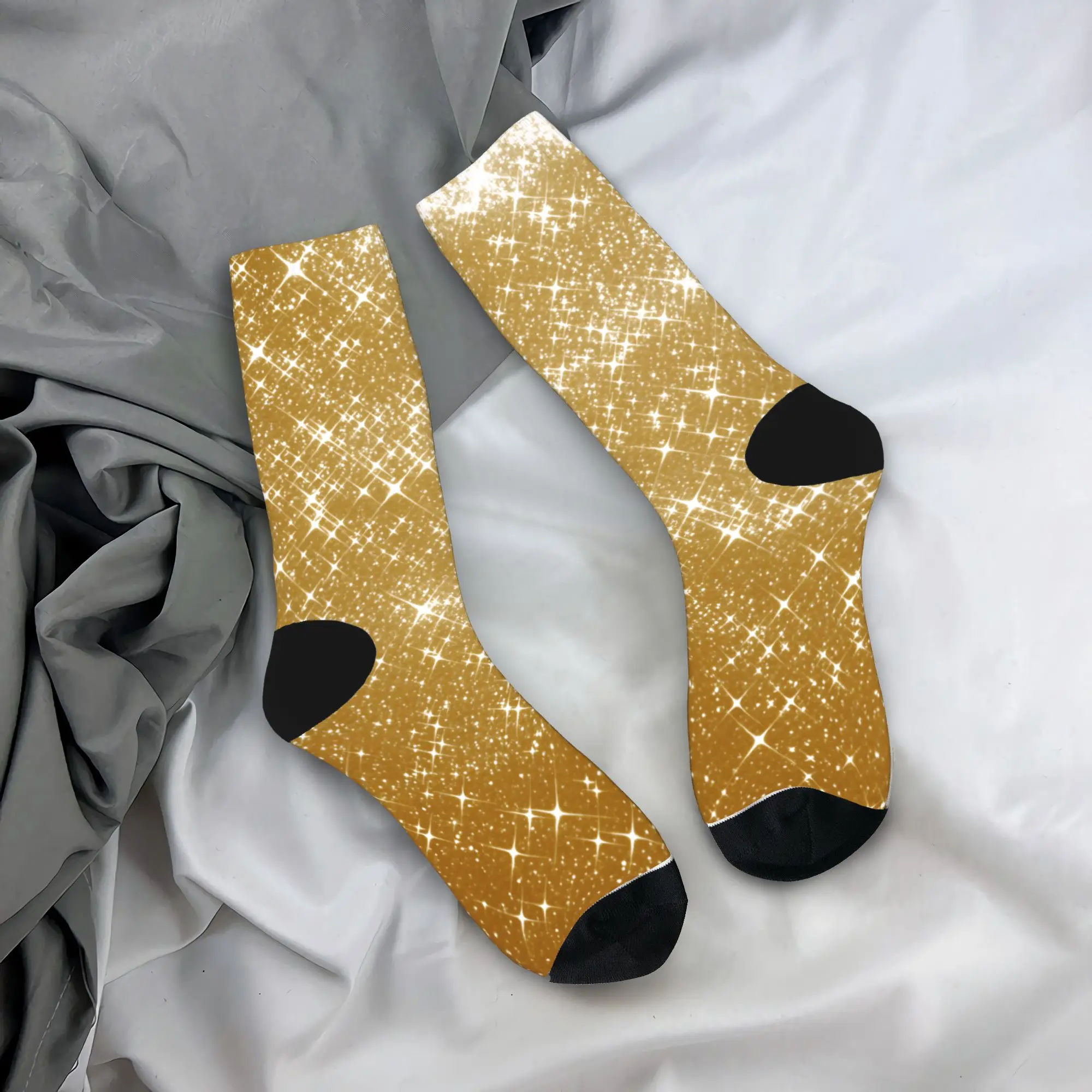 

Золотистые носки с блестками, модные мужские носки, удобные велосипедные носки, осенний дизайн, противоскользящие носки