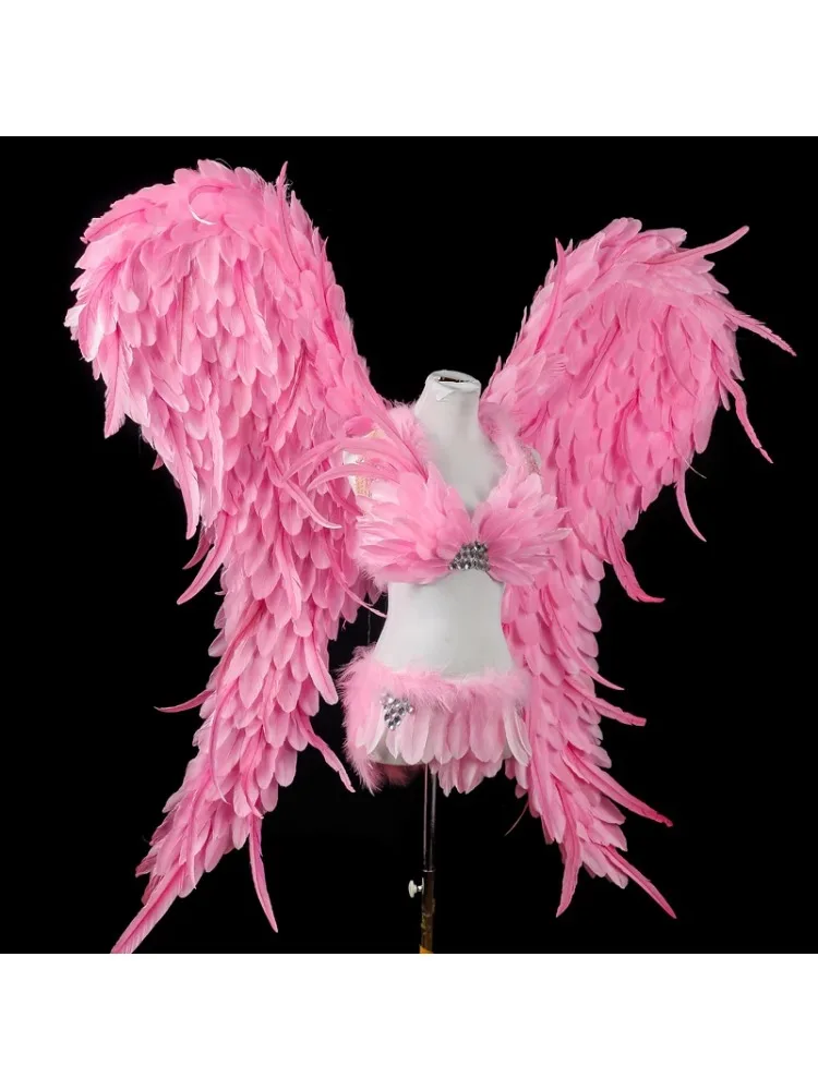 Roze Engel Veer Vleugel Jurk Kerstfeest Bikini Decoratie Podiumvoorraad Engelenvleugels Volwassen Kinderen Kerst Rekwisieten Kostuum