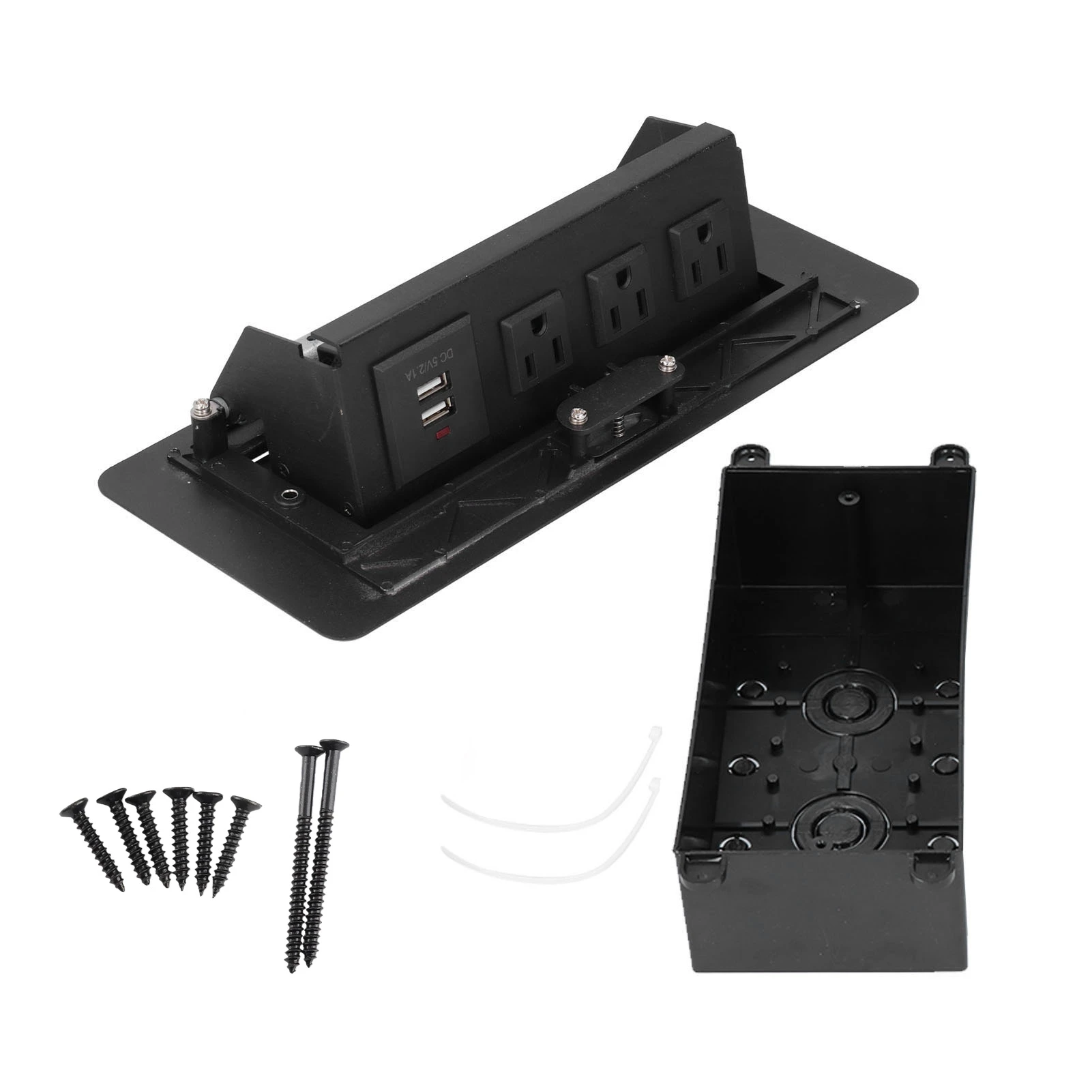 Power Socket Slow Opening Waterproof Modern Recessed Power Strip Desk Outlet with USB Charging Ports for Home Office
