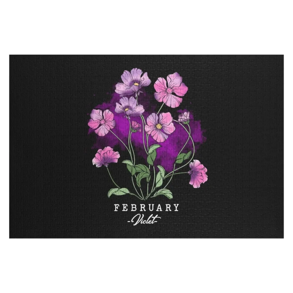 

Birth Month Flower February Violate Floral Design Jigsaw Puzzle Custom Wooden Gift Photo Custom Puzzle