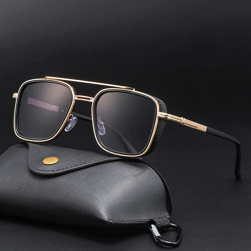 

2026 New Vintage Oval Frame Sunglasses for Men Metal Double Bridge Side-Wrap Small Frame Classic Trendy Eyewear for Women