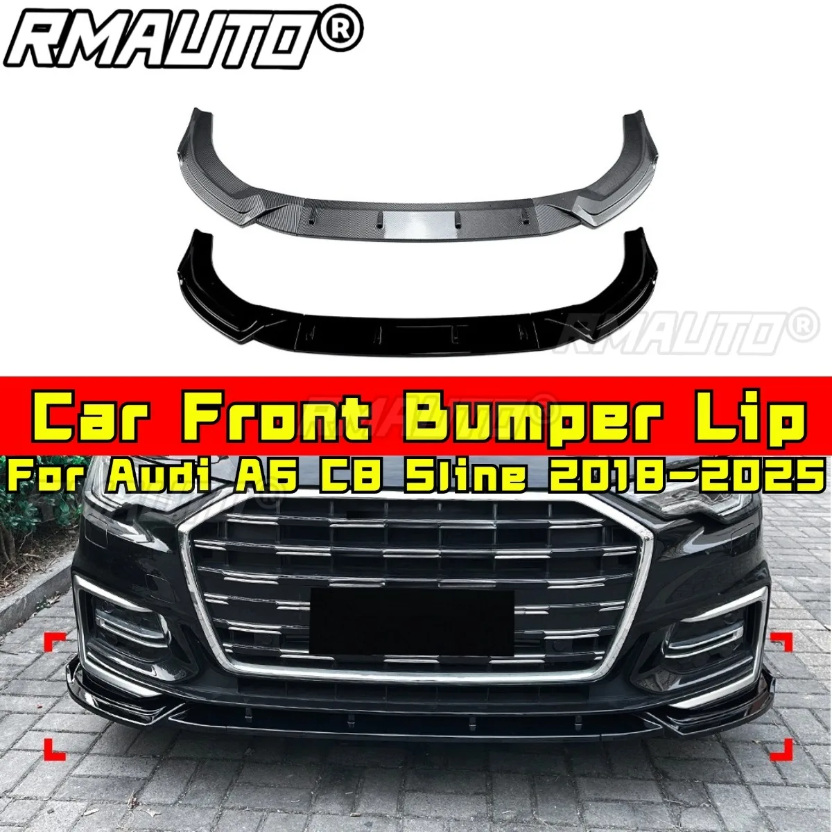 

Car Front Bumper Lip Splitter Diffuser Spoiler Modification Part For Audi A6 C8 Sline 2018-2025 Bumper Cover Car Accessories